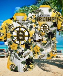 NHL Boston Bruins Hawaiian Shirt Hibiscus Flowers Pattern Beach Gift For Friend