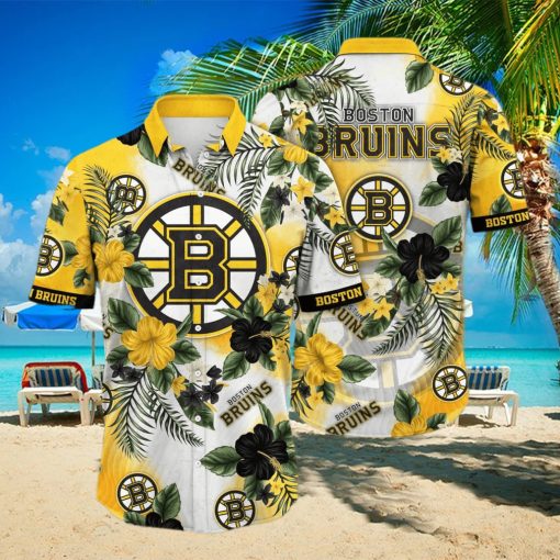 NHL Boston Bruins Hawaiian Shirt Hibiscus Flowers Pattern Beach Gift For Friend