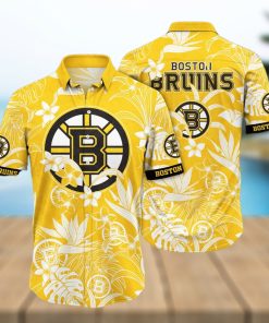 NHL Boston Bruins Hawaiian Shirt White Flower Pattern Summer Gift For Friend