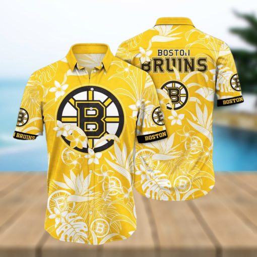 NHL Boston Bruins Hawaiian Shirt White Flower Pattern Summer Gift For Friend