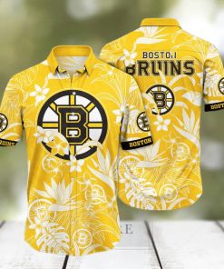 NHL Boston Bruins Hawaiian Shirt White Flower Pattern Summer Gift For Friend