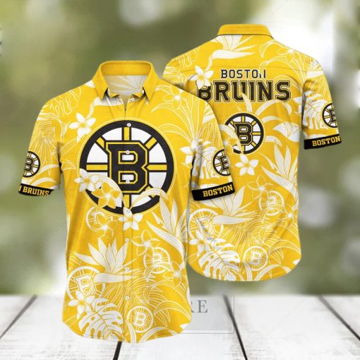 NHL Boston Bruins Hawaiian Shirt White Flower Pattern Summer Gift For Friend