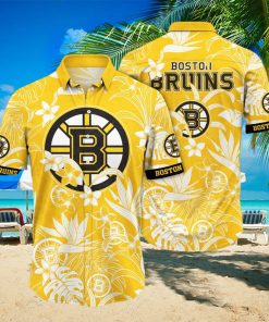 NHL Boston Bruins Hawaiian Shirt White Flower Pattern Summer Gift For Friend