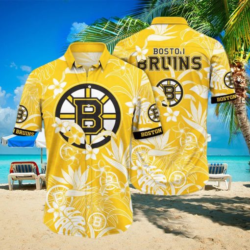 NHL Boston Bruins Hawaiian Shirt White Flower Pattern Summer Gift For Friend