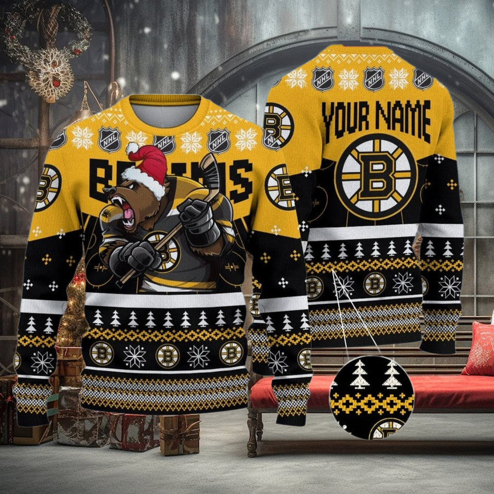 NHL Boston Bruins Mascot Ugly Sweater For Christmas NHL Boston Bruins Mascot Ugly Sweater For Christmas