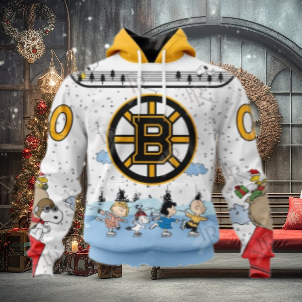 NHL Boston Bruins Special Peanuts Ice Skating Design Hoodie NHL Boston Bruins Special Peanuts Ice Skating Design Hoodie