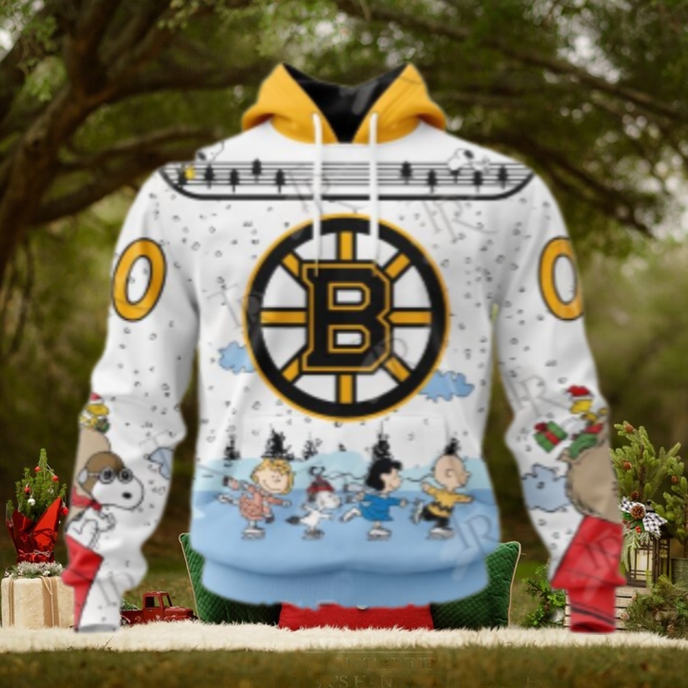 NHL Boston Bruins Special Peanuts Ice Skating Design Hoodie NHL Boston Bruins Special Peanuts Ice Skating Design Hoodie