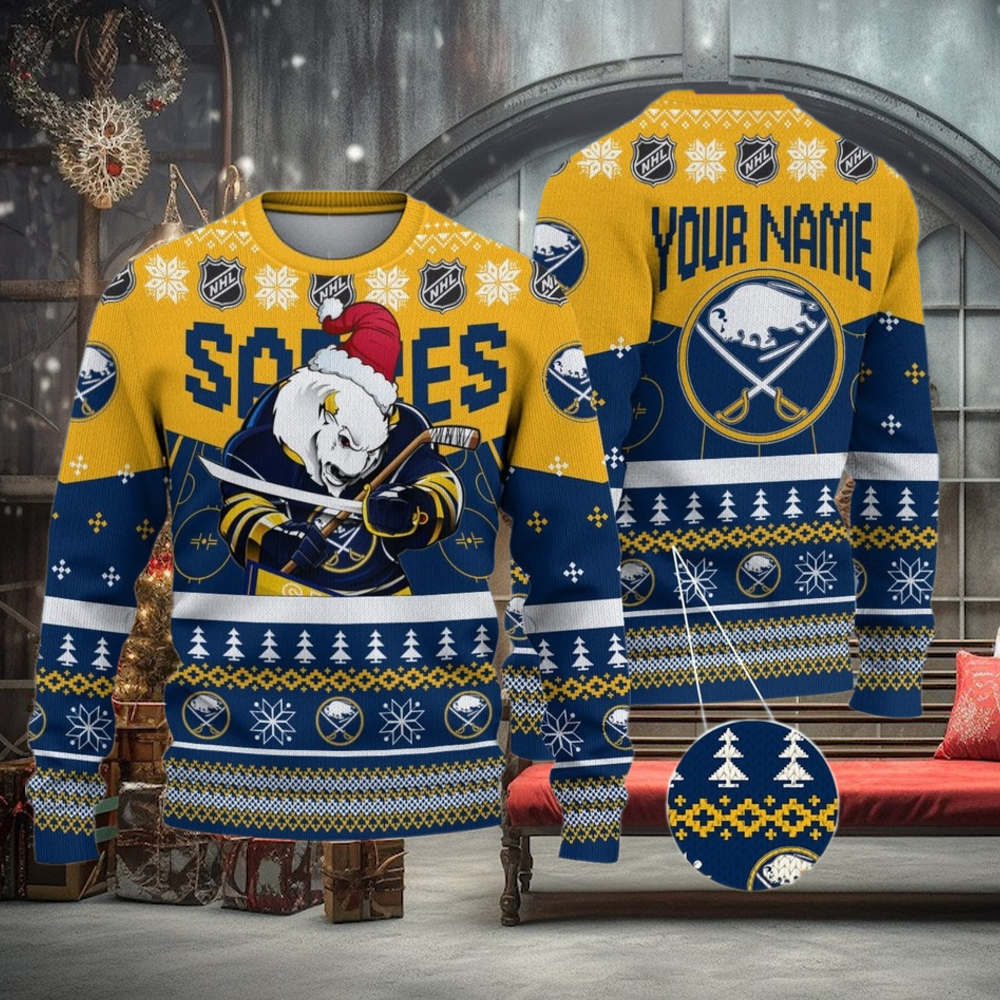 NHL Buffalo Sabres Mascot Ugly Sweater For Christmas NHL Buffalo Sabres Mascot Ugly Sweater For Christmas