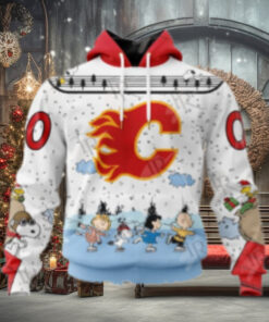NHL Calgary Flames Special Peanuts Ice Skating Design Hoodie