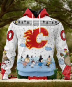 NHL Calgary Flames Special Peanuts Ice Skating Design Hoodie