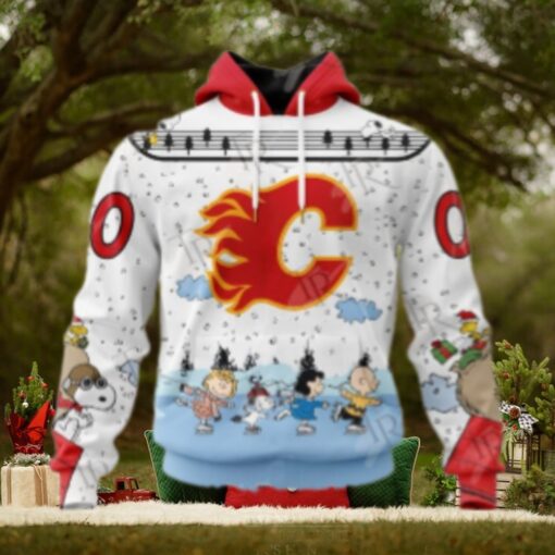 NHL Calgary Flames Special Peanuts Ice Skating Design Hoodie