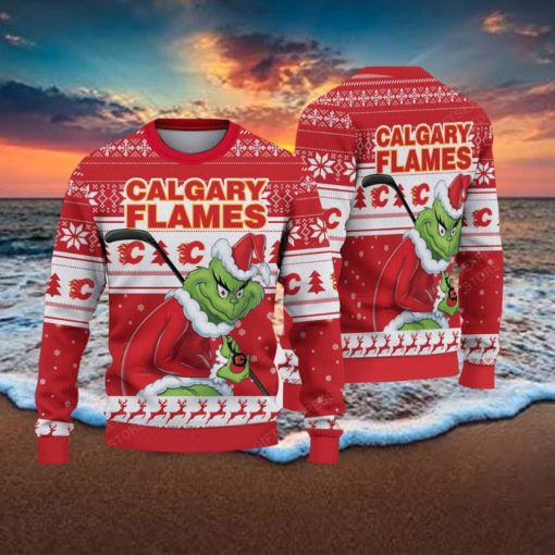 NHL Calgary Flames Ugly Sweater Grinch Christmas Sweater
