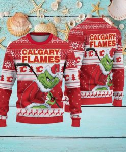 NHL Calgary Flames Ugly Sweater Grinch Christmas Sweater