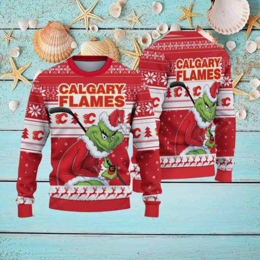NHL Calgary Flames Ugly Sweater Grinch Christmas Sweater
