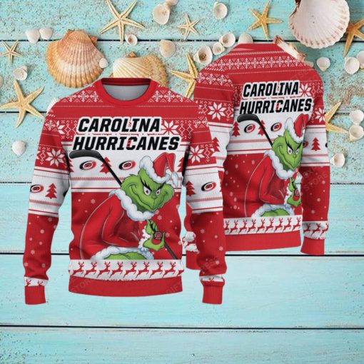 NHL Carolina Hurricanes Ugly Sweater Grinch Christmas Sweater