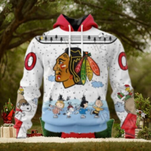 NHL Chicago Blackhawks Special Peanuts Ice Skating Design Hoodie