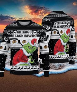 NHL Chicago Blackhawks Ugly Sweater Grinch Christmas Sweater