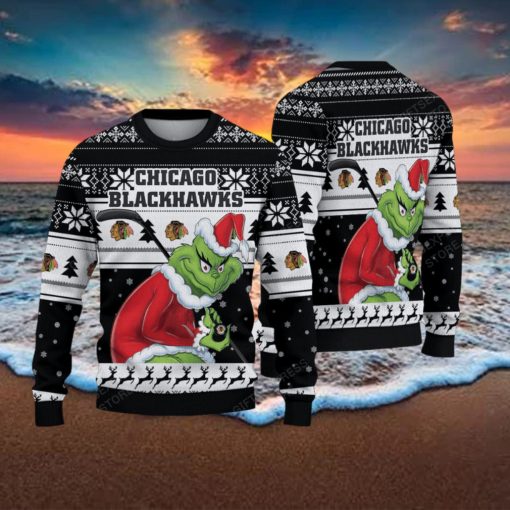 NHL Chicago Blackhawks Ugly Sweater Grinch Christmas Sweater