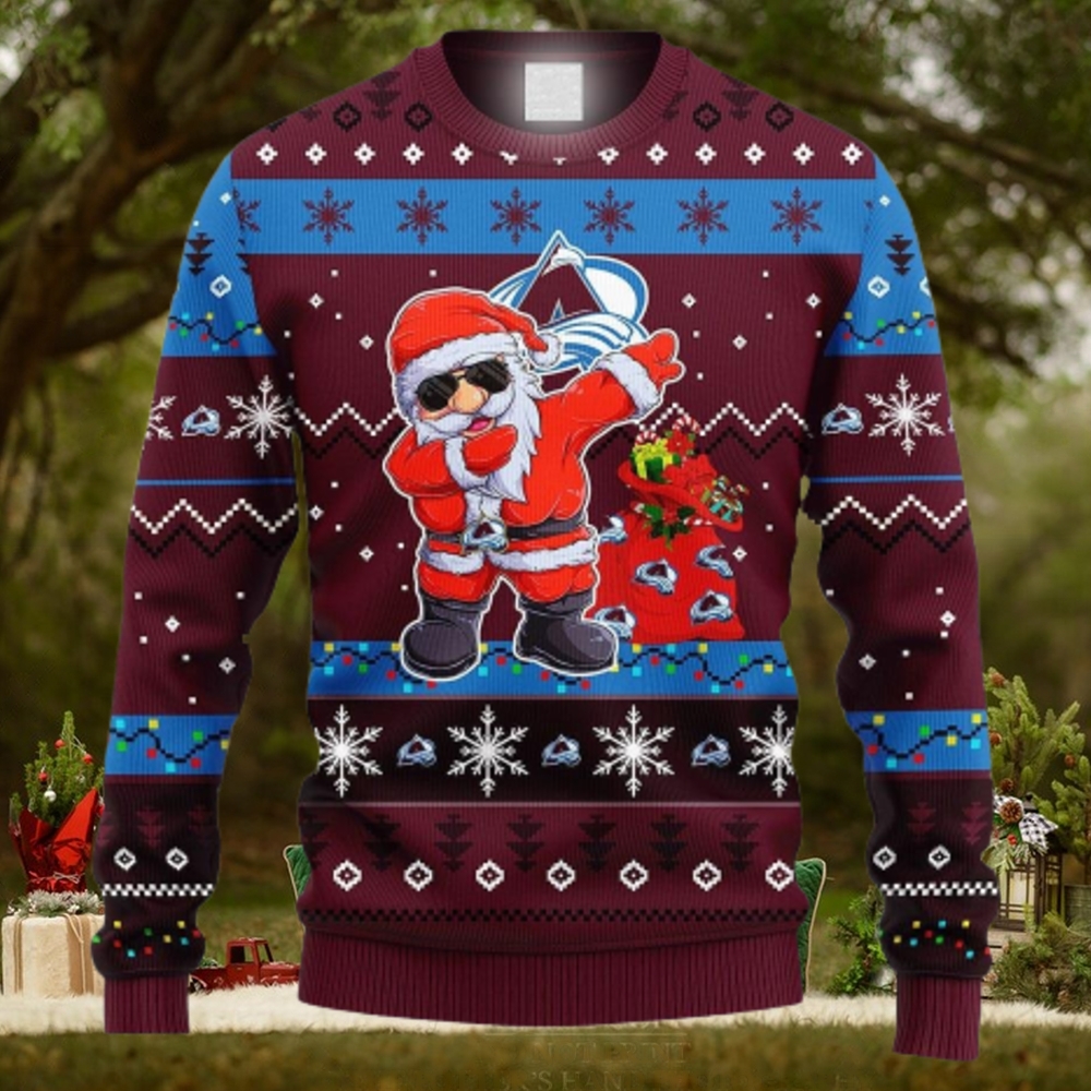 NHL Colorado Avalanche Dabbing Santa Claus Ideas Logo Ugly Christmas Sweater For Fans NHL Colorado Avalanche Dabbing Santa Claus Ideas Logo Ugly Christmas Sweater For Fans