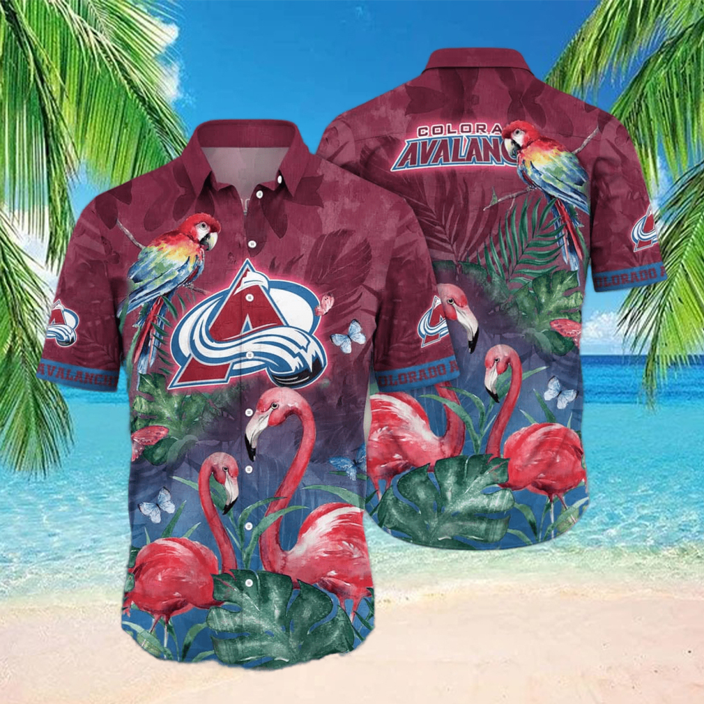 NHL Colorado Avalanche Hawaiian Shirt Flamingo And Palm Leaves Gift For Beach Vacation hawaiian shirt NHL Colorado Avalanche Hawaiian Shirt Flamingo And Palm Leaves Gift For Beach Vacation hawaiian shirt