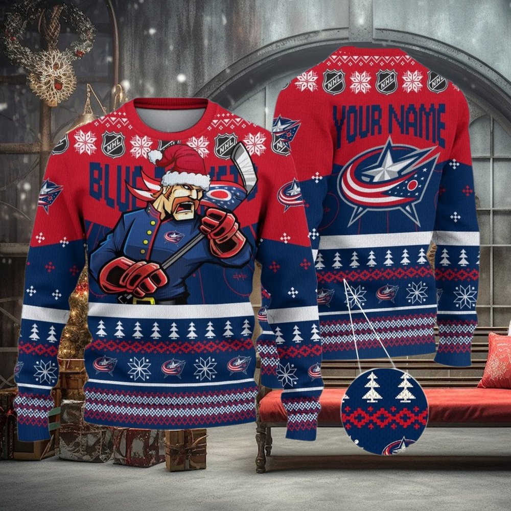 NHL Columbus Blue Jackets Mascot Ugly Sweater For Christmas NHL Columbus Blue Jackets Mascot Ugly Sweater For Christmas