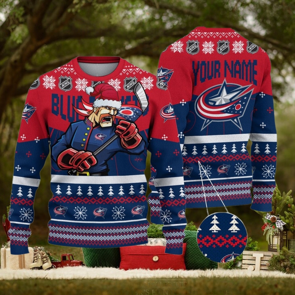 NHL Columbus Blue Jackets Mascot Ugly Sweater For Christmas NHL Columbus Blue Jackets Mascot Ugly Sweater For Christmas