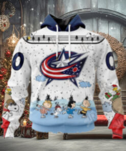 NHL Columbus Blue Jackets Special Peanuts Ice Skating Design Hoodie