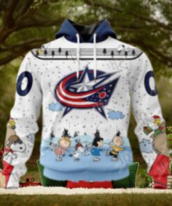 NHL Columbus Blue Jackets Special Peanuts Ice Skating Design Hoodie