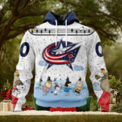 NHL Columbus Blue Jackets Special Peanuts Ice Skating Design Hoodie