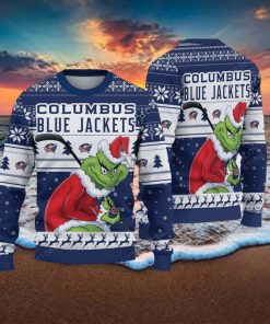 NHL Columbus Blue Jackets Ugly Sweater Grinch Christmas Sweater