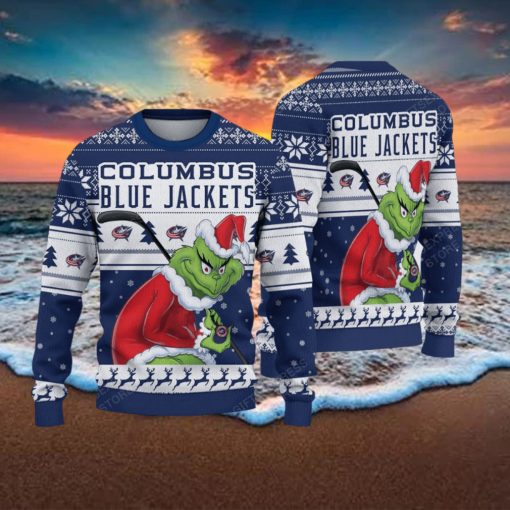 NHL Columbus Blue Jackets Ugly Sweater Grinch Christmas Sweater