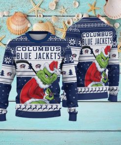 NHL Columbus Blue Jackets Ugly Sweater Grinch Christmas Sweater