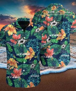 NHL Dallas Stars Tropical Floral Custom Name Hawaiian Shirt