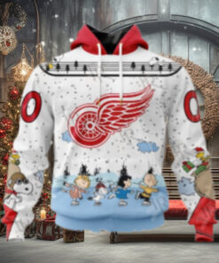 NHL Detroit Red Wings Special Peanuts Ice Skating Design Hoodie