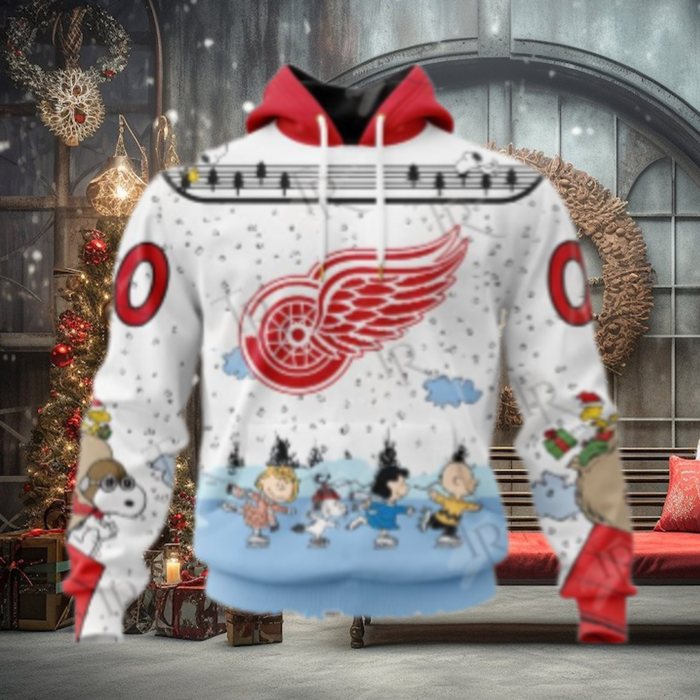 NHL Detroit Red Wings Special Peanuts Ice Skating Design Hoodie NHL Detroit Red Wings Special Peanuts Ice Skating Design Hoodie