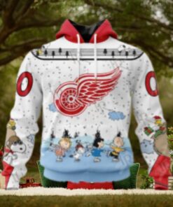 NHL Detroit Red Wings Special Peanuts Ice Skating Design Hoodie