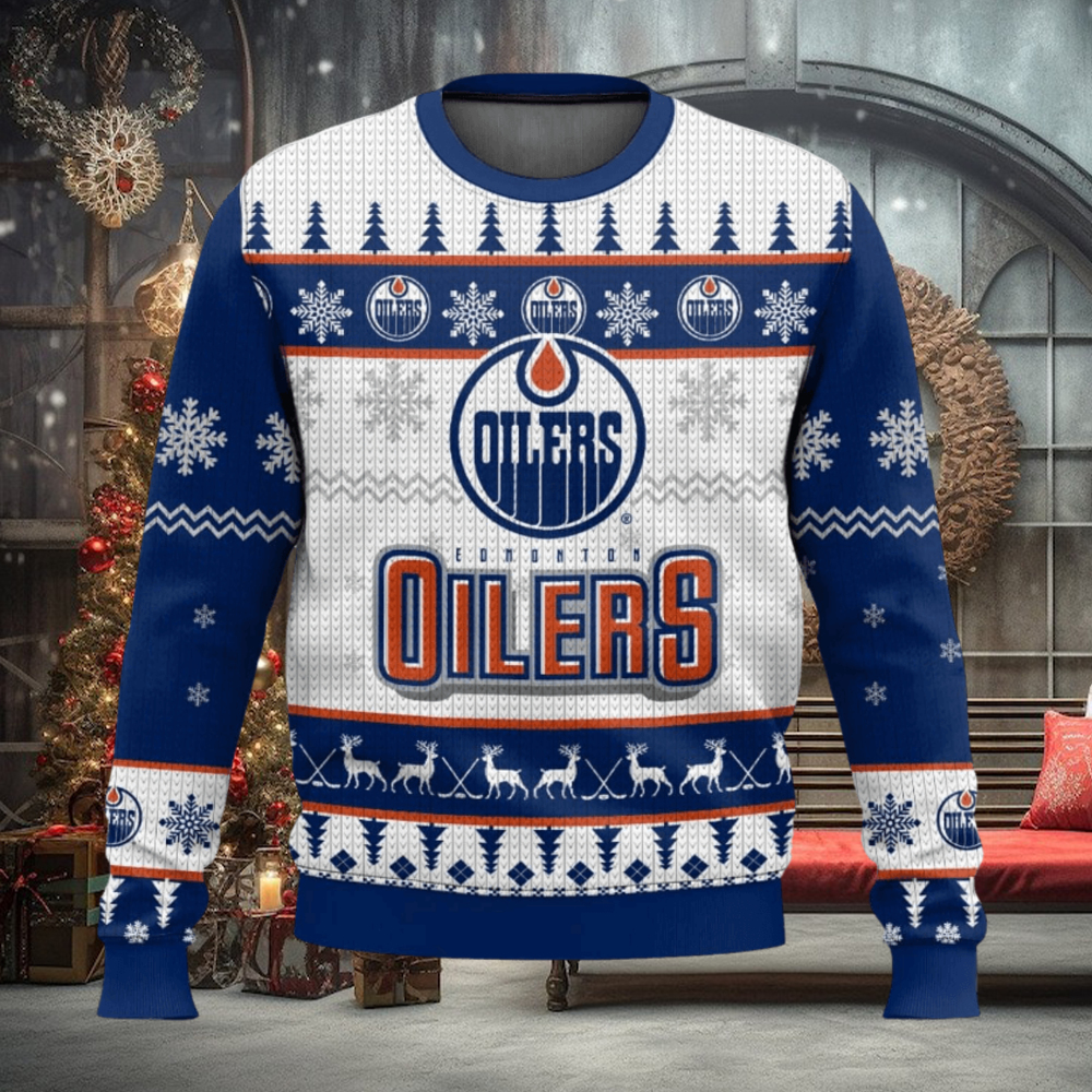 NHL Edmonton Oilers 3D Ugly Christmas Sweater Men And Women Christmas Gift NHL Edmonton Oilers 3D Ugly Christmas Sweater Men And Women Christmas Gift