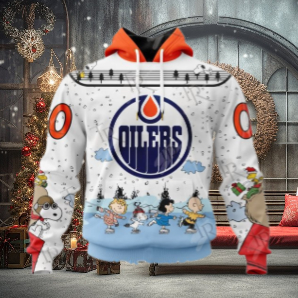 NHL Edmonton Oilers Special Peanuts Ice Skating Design Hoodie NHL Edmonton Oilers Special Peanuts Ice Skating Design Hoodie