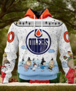 NHL Edmonton Oilers Special Peanuts Ice Skating Design Hoodie
