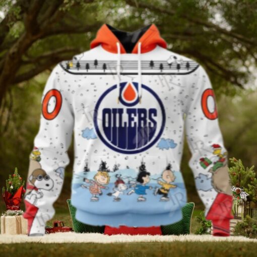 NHL Edmonton Oilers Special Peanuts Ice Skating Design Hoodie