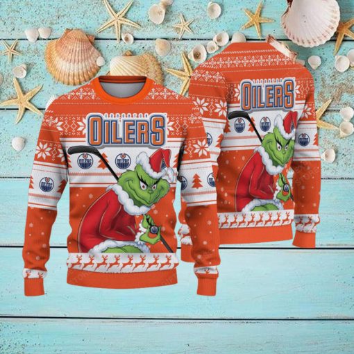 NHL Edmonton Oilers Ugly Sweater Grinch Christmas Sweater