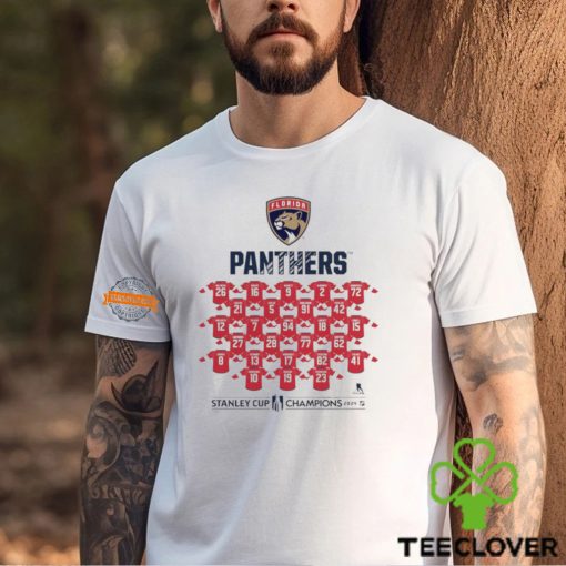 NHL Florida Panthers Stanley Cup Champions 2024 Jersey Roster number players t shirt
