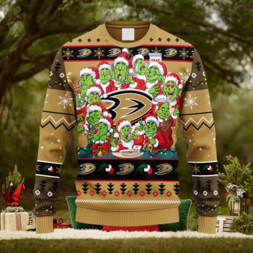 NHL Logo Anaheim Ducks 12 Grinch Xmas Day Christmas Ugly Sweater For Men Women