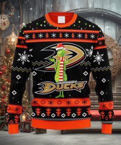 NHL Logo Anaheim Ducks Funny Grinch Christmas Ugly Sweater For Men Women