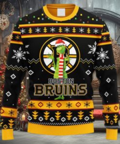 NHL Logo Boston Bruins Funny Grinch Christmas Ugly Sweater For Men Women