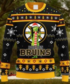 NHL Logo Boston Bruins Funny Grinch Christmas Ugly Sweater For Men Women