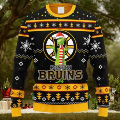 NHL Logo Boston Bruins Funny Grinch Christmas Ugly Sweater For Men Women