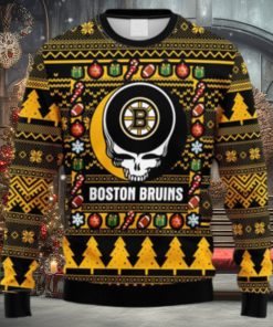NHL Logo Boston Bruins Grateful Dead Ugly Christmas Fleece Sweater For Men Women