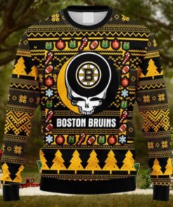 NHL Logo Boston Bruins Grateful Dead Ugly Christmas Fleece Sweater For Men Women