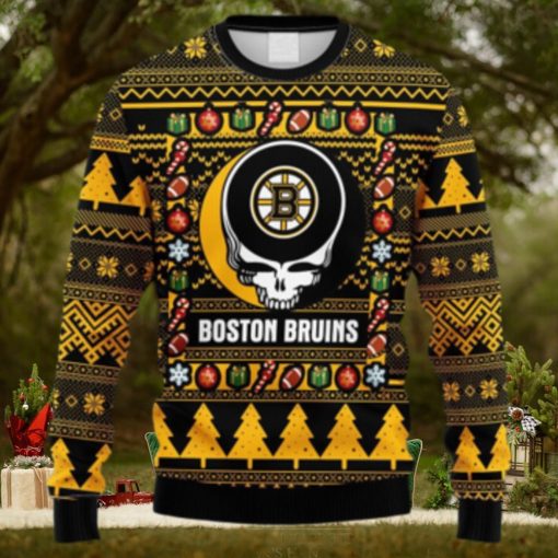 NHL Logo Boston Bruins Grateful Dead Ugly Christmas Fleece Sweater For Men Women